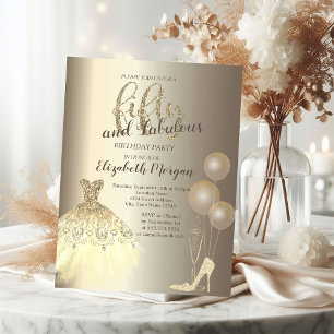 Invitation Talons hauts, robe, champagne 50e anniversaire