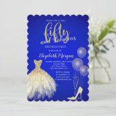 Invitation Talons hauts, Robe, Champagne Bleu 50 ans  (Debout devant)