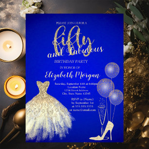 Invitation Talons hauts, Robe, Champagne Bleu 50 ans