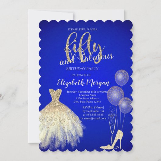Invitation Talons hauts, Robe, Champagne Bleu 50e (Devant)