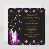 Invitation Talons Hauts Roses Anniversaire Thème Points Dorés (Dos)