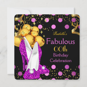 Invitation Talons Hauts Roses Anniversaire Thème Points Dorés