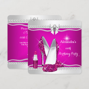 Invitation Talons Hauts Rouge à Lèvres Rose Glitter Glamour É
