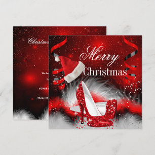 Invitation Talons hauts rouges de Noël chapeau de fête de fêt