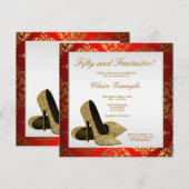 Invitation Talons Hauts Rouges et Dorés 50e Anniversaire de F (Devant / Derrière)