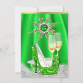 Invitation Talons hauts vert citron pailletés dorés champagne (Dos)