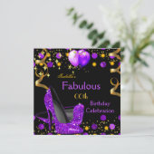 Invitation Talons hauts violets Ballons dorés Fête d'annivers (Debout devant)