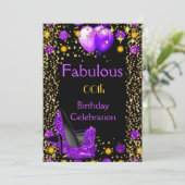 Invitation Talons hauts violets Ballons dorés Fête d'annivers (Debout devant)