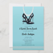 Invitation Talons noirs et perles Brunch de mariage turquoise (Devant)