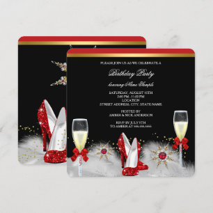 Invitation Talons pailletés or rouge noir argent champagne 2