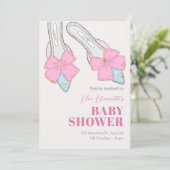 Invitation Talons roses avec baby shower ruban (Debout devant)