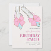 Invitation talons roses avec ruban anniversaire (Devant)