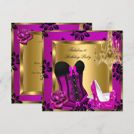 Invitation Talons roses fabuleux 50 prunelle Lustre Corset en (Devant / Derrière)