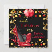Invitation Talons Rouges Ballons Dorés Fête d'Anniversaire (Devant)