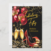 Invitation Talons rouges dorés pailletés Champagne fabuleux (Devant)