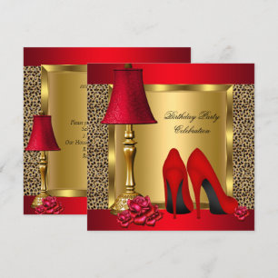 Invitation Talons Rouges Or Roses Sauvages Fête d'Anniversair
