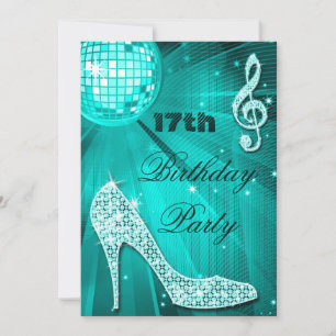 Invitation Talons scintillants pour 17e anniversaire et boule