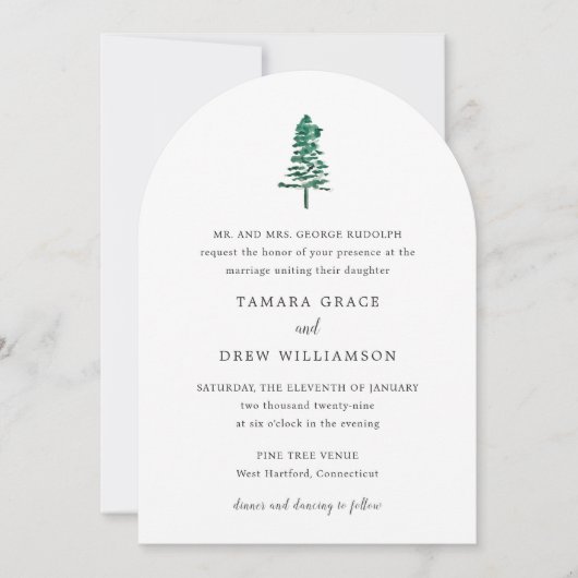 Invitation Tamara Pine Tree Mariage moderne (Devant)