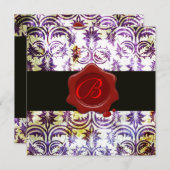 INVITATION TAMPON DE CIRE À CACHETER MONOGRAMME ROUGE DAMASSÉ (Devant / Derrière)