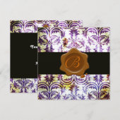 Invitation TAMPON DE CIRE DAMASSÉ ANTIQUE MONOGRAMME, violet, (Devant / Derrière)