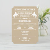 Invitation Tan Beige Cowboy Rodeo Anniversaire Fête Invitatio (Debout devant)