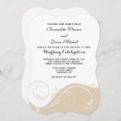 Invitation Tan Beige Floral Swirl Mariage en crochet Invite (Devant / Derrière)