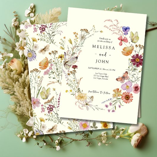 Invitation Tan Bohemian Mariage Fleur sauvage