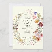 Invitation Tan Bohemian Mariage Fleur sauvage (Devant)