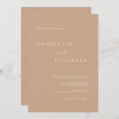 Invitation Tan Bohemian Rustic Moderne Mariage simple (Devant / Derrière)