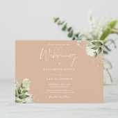 Invitation Tan Botanical Greenery Mariage photo (Debout devant)