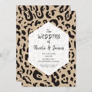 Invitation Tan Brown et noir Cheetah Leopard Chic Mariage dan