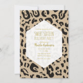 Invitation Tan Brown et noir Cheetah Leopard Chic Sweet 16 po (Devant)