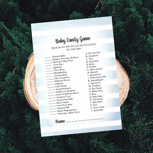 Invitation Tan Bunny Blue Baby Candy Baby shower Jeu