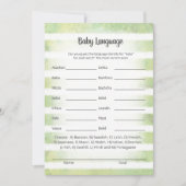 Invitation Tan Bunny Green Baby Language Game Card (Devant)