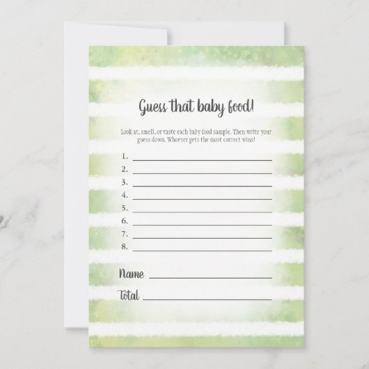 Invitation Tan Bunny Green Devine Que Baby Food Game (Devant)