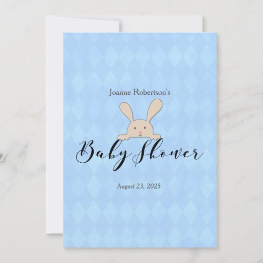 Invitation Tan Bunny Jacquard Bleu Devinez Les Caractéristiqu (Dos)