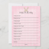 Invitation Tan Bunny Jacquard Rose Voeux Pour Baby Game (Devant)