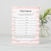 Invitation Tan Bunny Pink Baby Language Game Card (Debout devant)