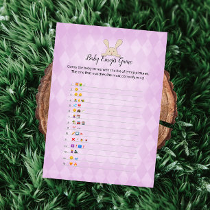 Invitation Tan Bunny Purple Jacquard Bébé Emoji Photos Jeu