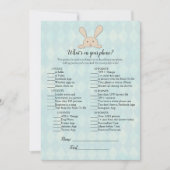 Invitation Tan Bunny Rabbit Aqua Ce qui est sur votre jeu de  (Devant)