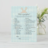 Invitation Tan Bunny Rabbit Aqua Ce qui est sur votre jeu de  (Debout devant)