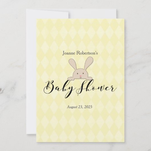 Invitation Tan Bunny Rabbit Jaune Bébé Candy Douche Jeu (Dos)