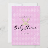 Invitation Tan Bunny Rabbit pourpre Qui est mon jeu de maman (Dos)