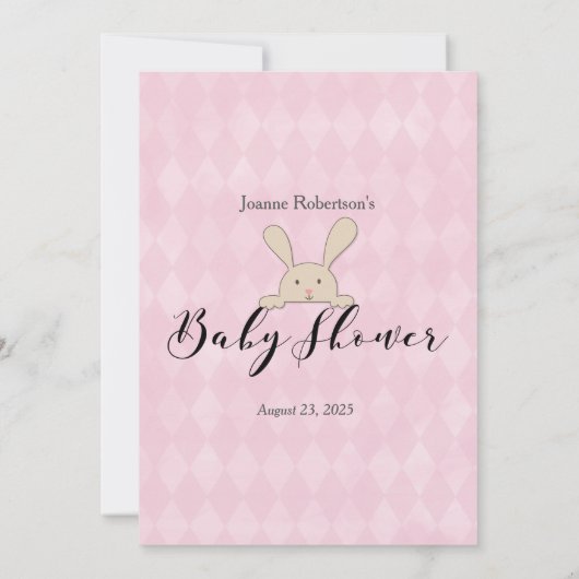 Invitation Tan Bunny Rabbit rose Bébé Candy Douche Jeu (Dos)