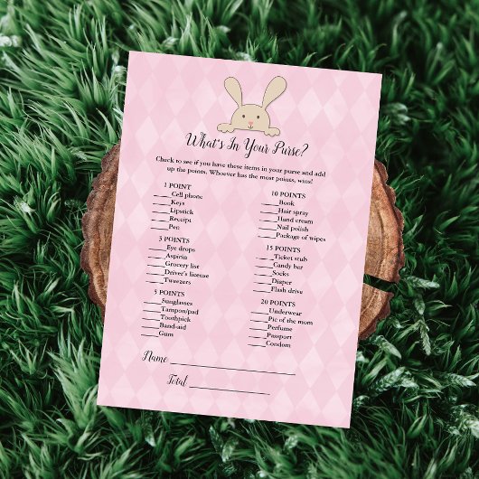 Invitation Tan Bunny Rabbit rose Ce qu'il y a dans votre jeu 