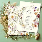 Invitation Tan Flora Boho Mariage Fleur sauvage