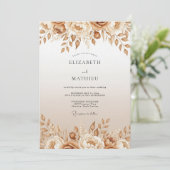 Invitation Tan Floral Enchantment Wedding (Debout devant)