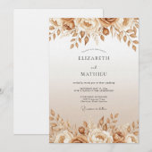 Invitation Tan Floral Enchantment Wedding (Devant / Derrière)