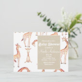Invitation Tan Giraffes & Kraft Safari Baby shower Whimsical (Debout devant)
