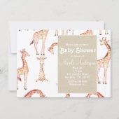 Invitation Tan Giraffes & Kraft Safari Baby shower Whimsical (Devant)